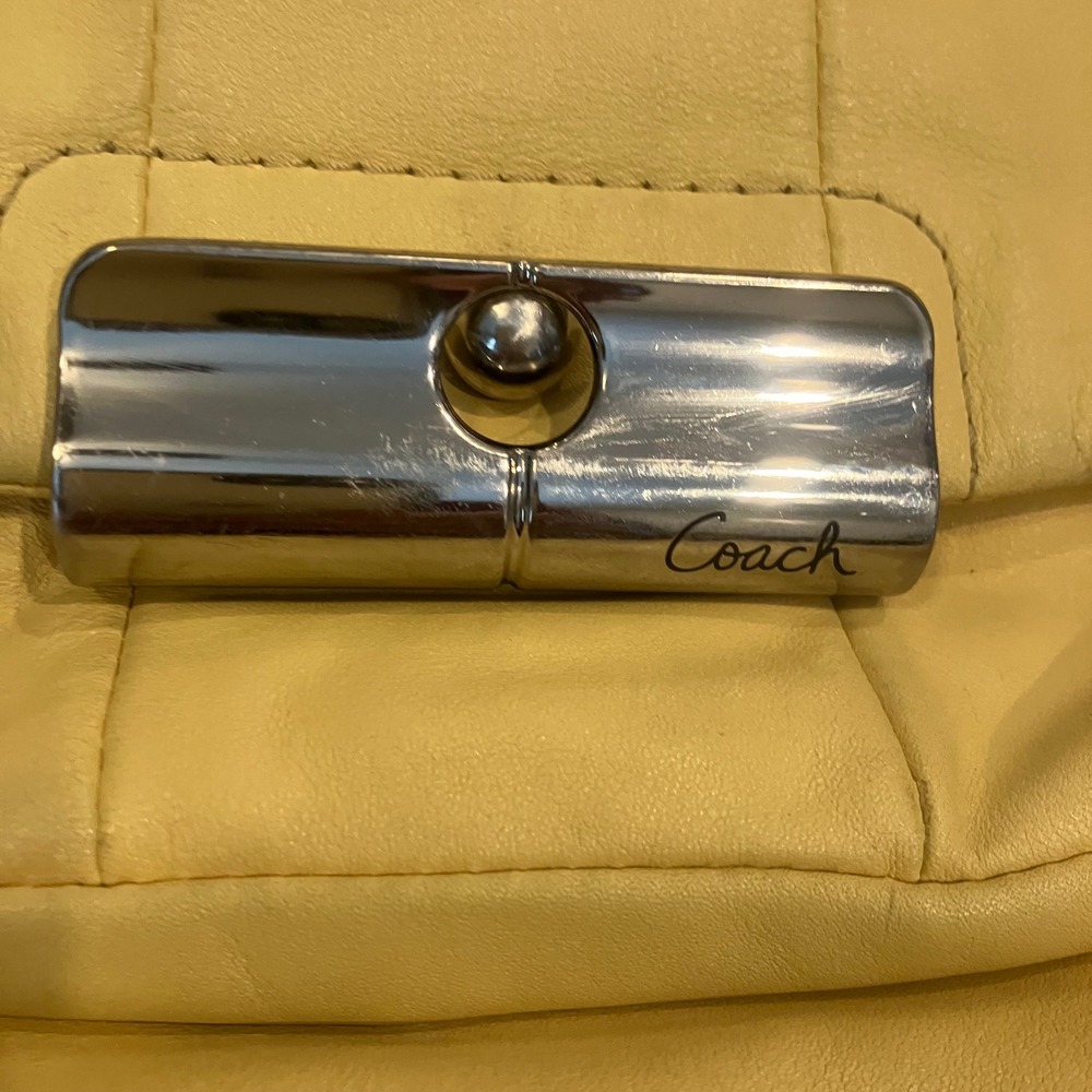 Coach Kristin Yellow Leather Hobo Shoulder Bag 16808 Silver Hardware Slouchy Y2K - Picture 4 of 14
